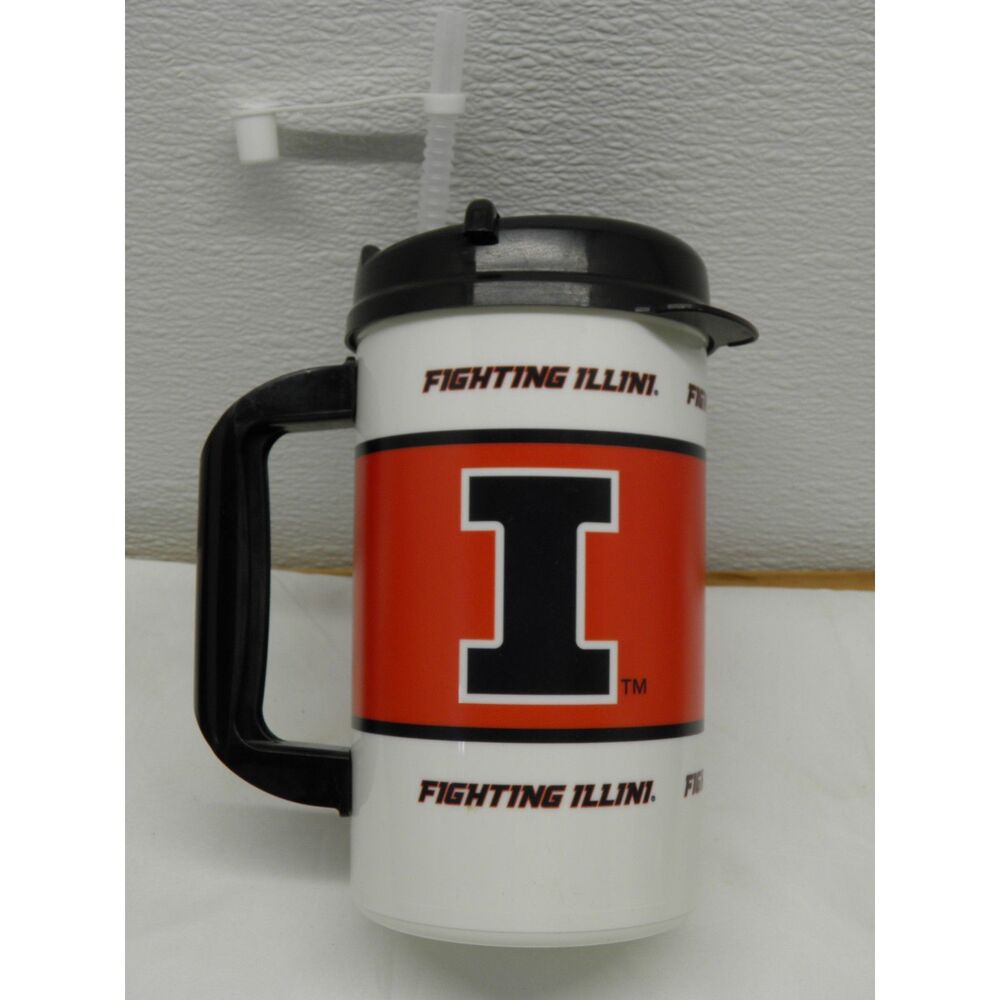 Fighting Illini Plastic Travel Mug Cup 20 oz Whirley Drink Works USA